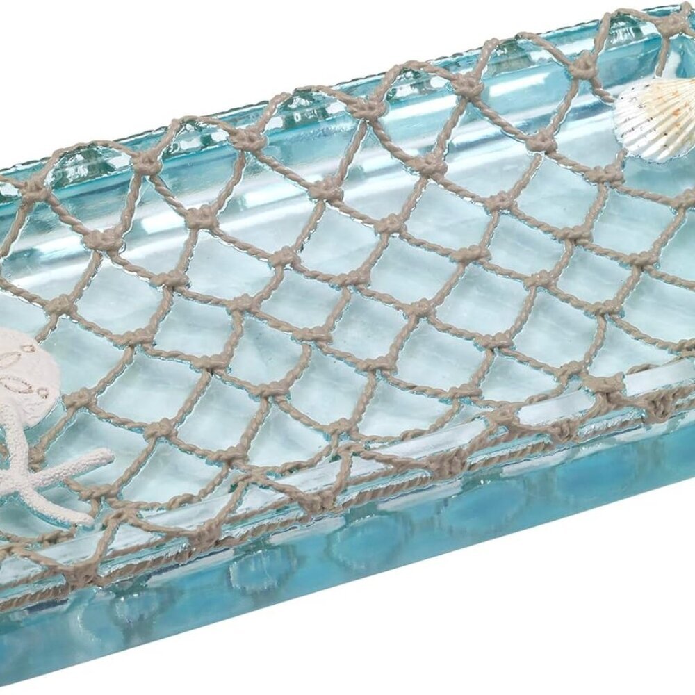 Decorative Tray, Resin Countertop Organizer, Beach Inspired Bathroom Accessories